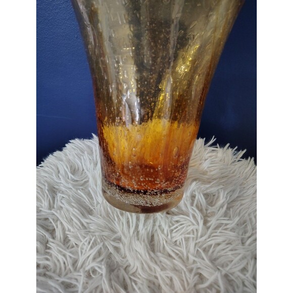 Amber Bubble Glass Vase by Creative Artisans, hand blown. - Picture 2 of 6